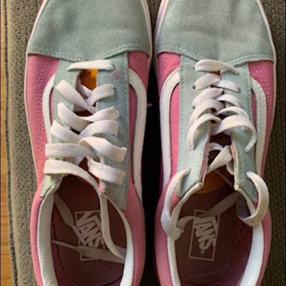 Vans old school color block pink orange light blue skate shoes. Size 7 junior - Picture 2 of 8